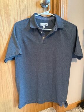 Men's Fundamental Coast Short Sleeve Polo Shirt - Blue and Gray Stripes Medium